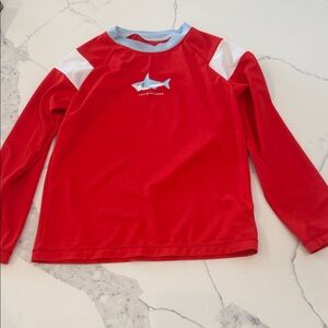 Janie and Jack Red and White Shark Rashguard